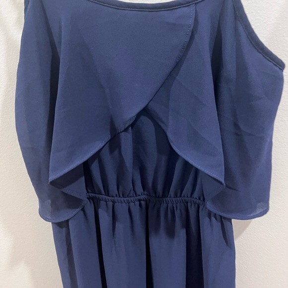 Navy blue ruffle chiffon maxi dress size XS - Picture 4 of 6
